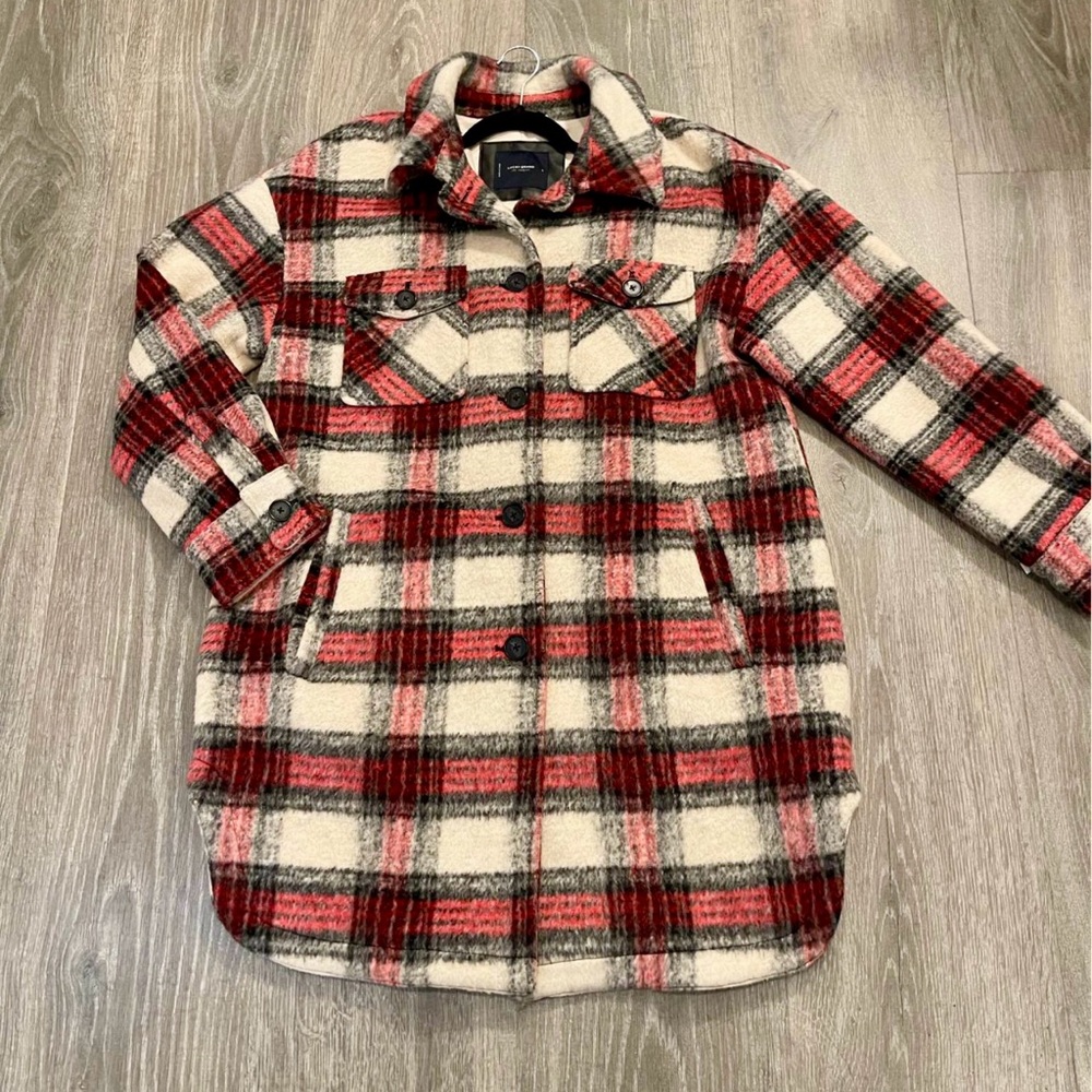 Lucky Brand Red and White Plaid Women’s Shacket
